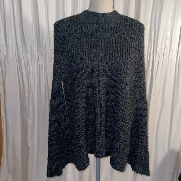 Cara Charcoal Grey Knit Blanket Scarf/Cape - Picture 4 of 7